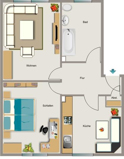 Etagenwohnung Lünen - 2.5 Zimmer, 50 m&sup2;, 383&euro; | Angebot:26346333