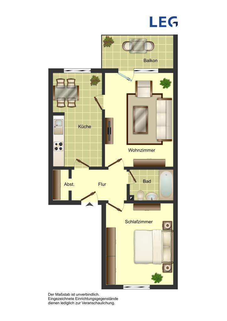Wohnung zum Mieten in Bergkamen 429 € 54.4 m² 2 zimmer