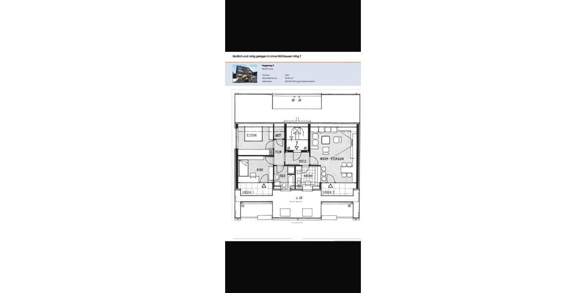 Helle Dachgeschosswohnung in Unna -Mühlhausen mit 2 Balkonen 3 zimmer