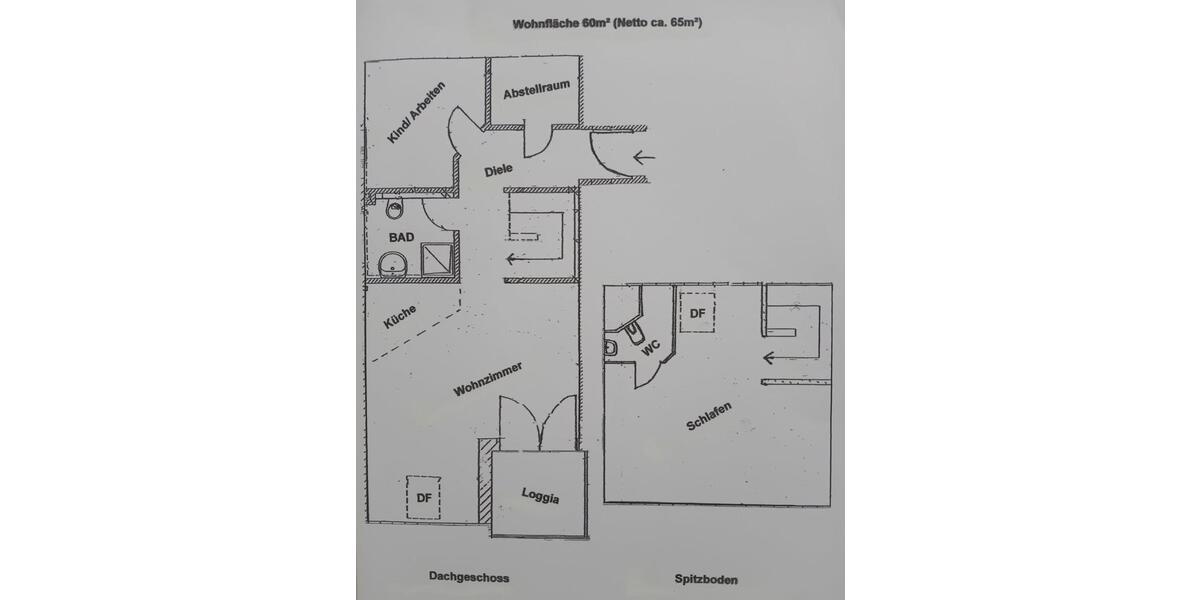 Großzügig geschnittene 3-Zimmer-Wohnung, zwei Ebenen, Balkon 3 zimmer