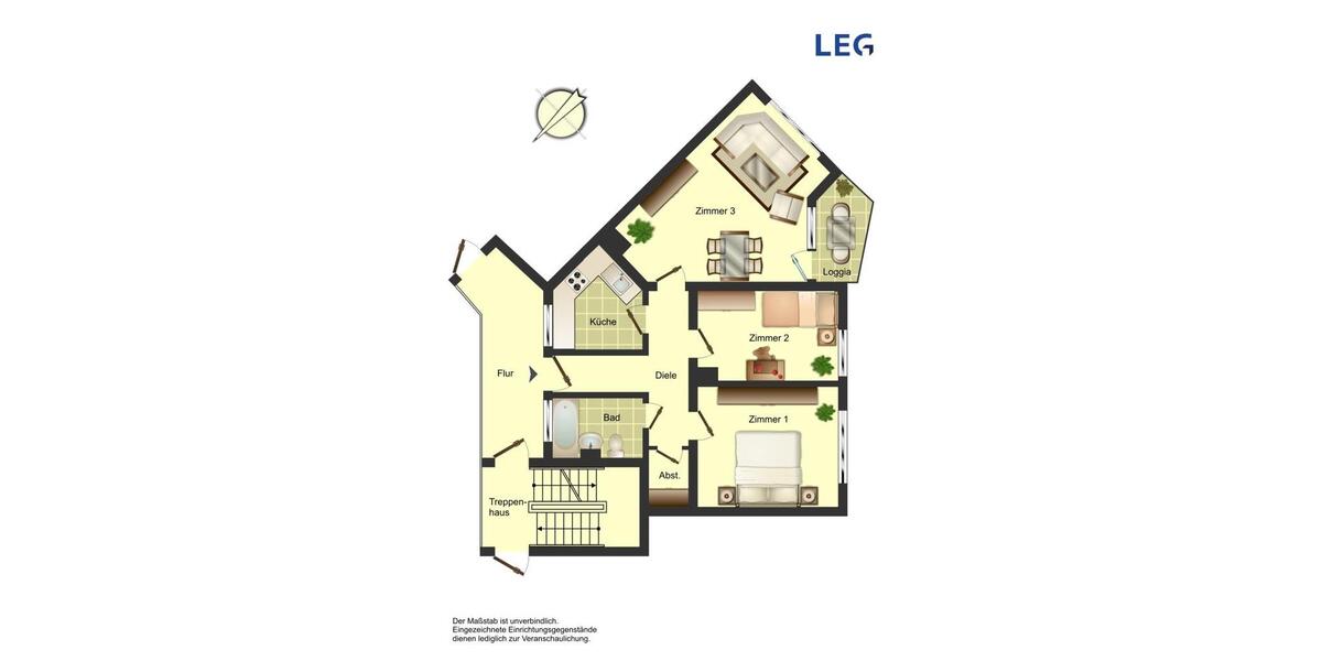 Etagenwohnung Unna - 3.5 Zimmer, 69 m&sup2;, 519&euro; | Angebot:26008895