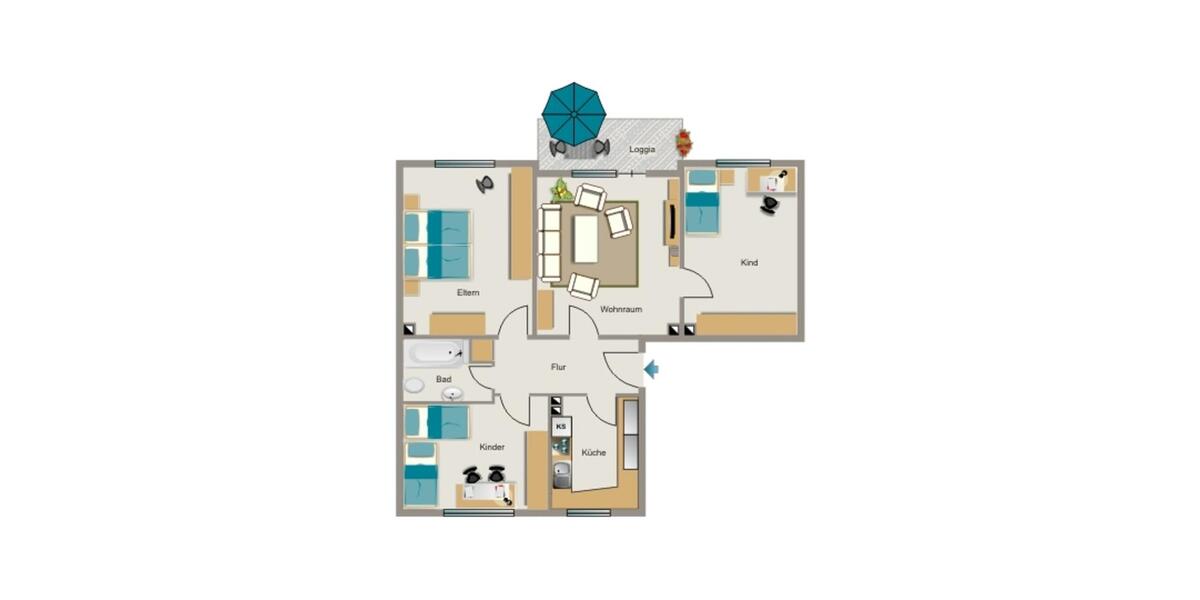 Etagenwohnung Hamm Berge - 4.5 Zimmer, 86 m&sup2;, 559&euro; | Angebot:26329900