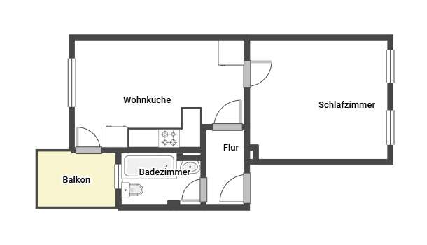 Wohnung zum Mieten in Dortmund 361 € 36.2 m²
