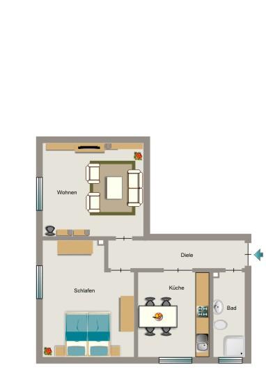 Erdgeschoßwohnung Lünen Alstedde - 2.5 Zimmer, 55 m&sup2;, 460&euro; | Angebot:25165415