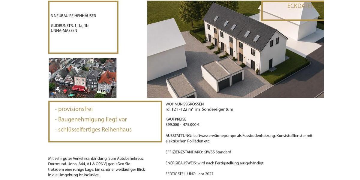 Reihenhaus Unna Hemmerde - 5 Zimmer, 122 m&sup2;, 429.000&euro; | Angebot:27096764