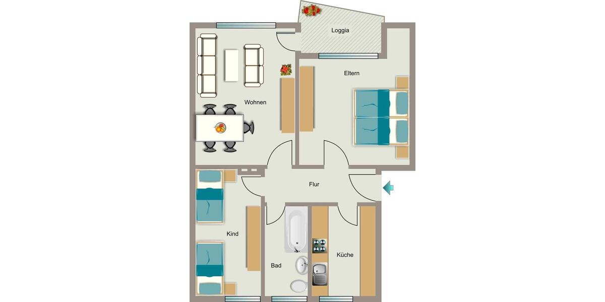 Etagenwohnung Ahlen Dolberg - 3.5 Zimmer, 60 m&sup2;, 459&euro; | Angebot:26227998