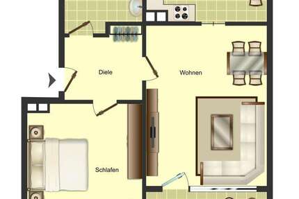 Wohnung Bergkamen Weddinghofen - 2 Zimmer, 53 m&sup2;, 419&euro; | Angebot:25619232