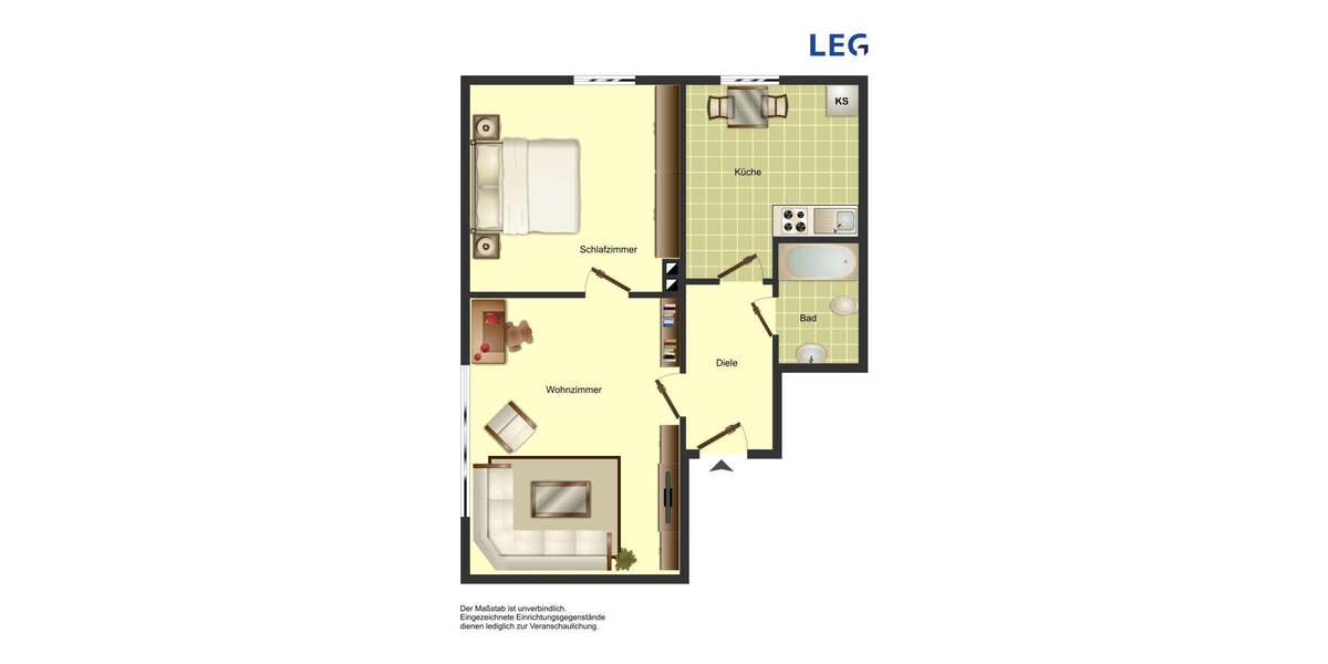 Etagenwohnung Unna - 2 Zimmer, 41 m&sup2;, 369&euro; | Angebot:27134242