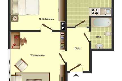 Wohnung Unna - 2 Zimmer, 41 m&sup2;, 369&euro; | Angebot:27134242