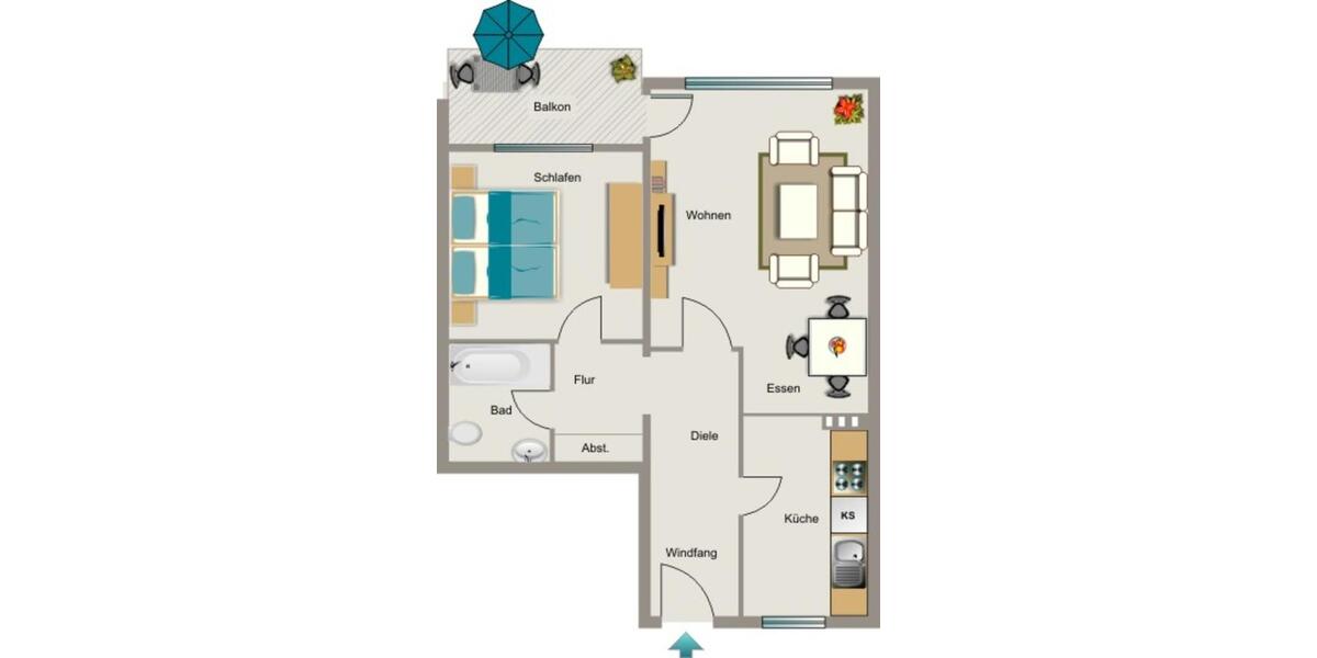 Etagenwohnung Dortmund Eving - 2.5 Zimmer, 63 m&sup2;, 587&euro; | Angebot:26329905
