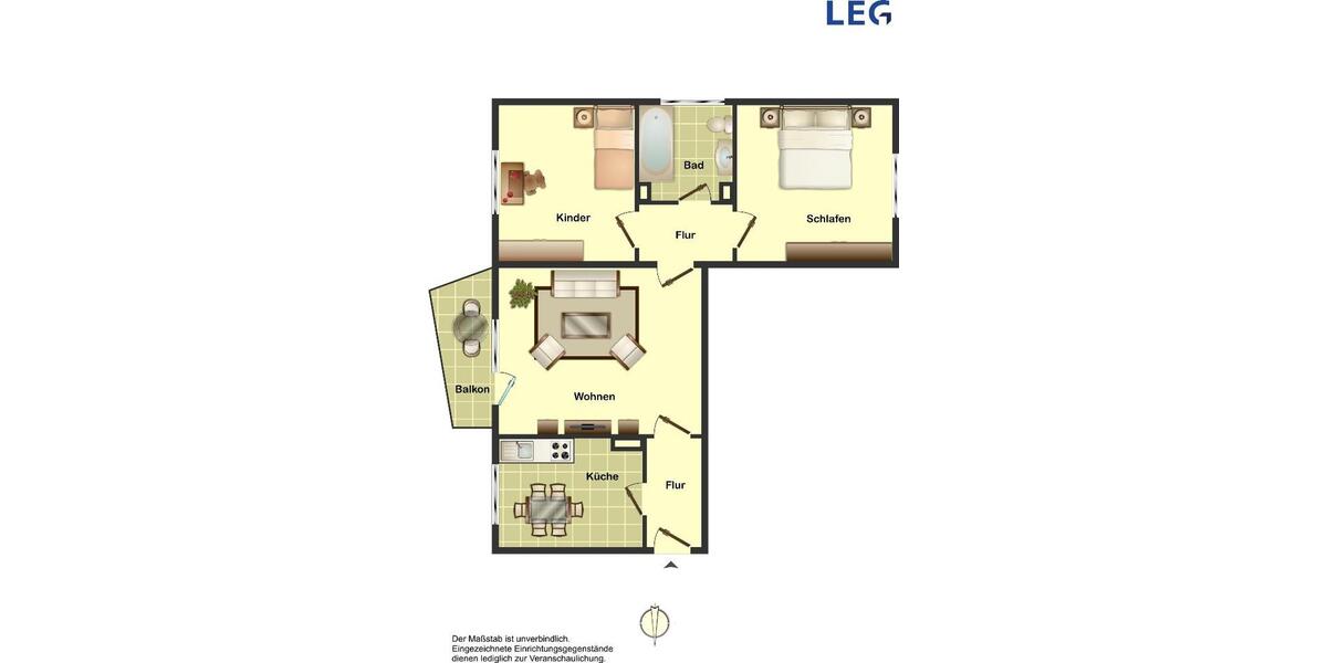 Etagenwohnung Hamm Berge - 3.5 Zimmer, 58 m&sup2;, 409&euro; | Angebot:25352667