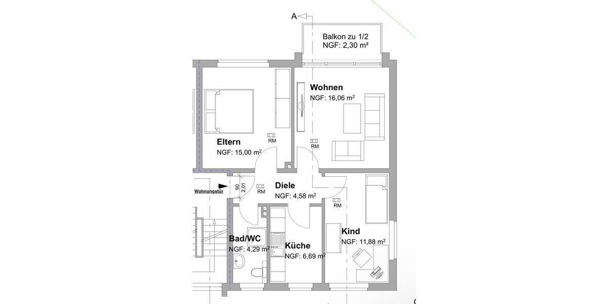 Modernisierte 3-Zimmer-Wohnung im 1. OG mit Balkon 3 zimmer