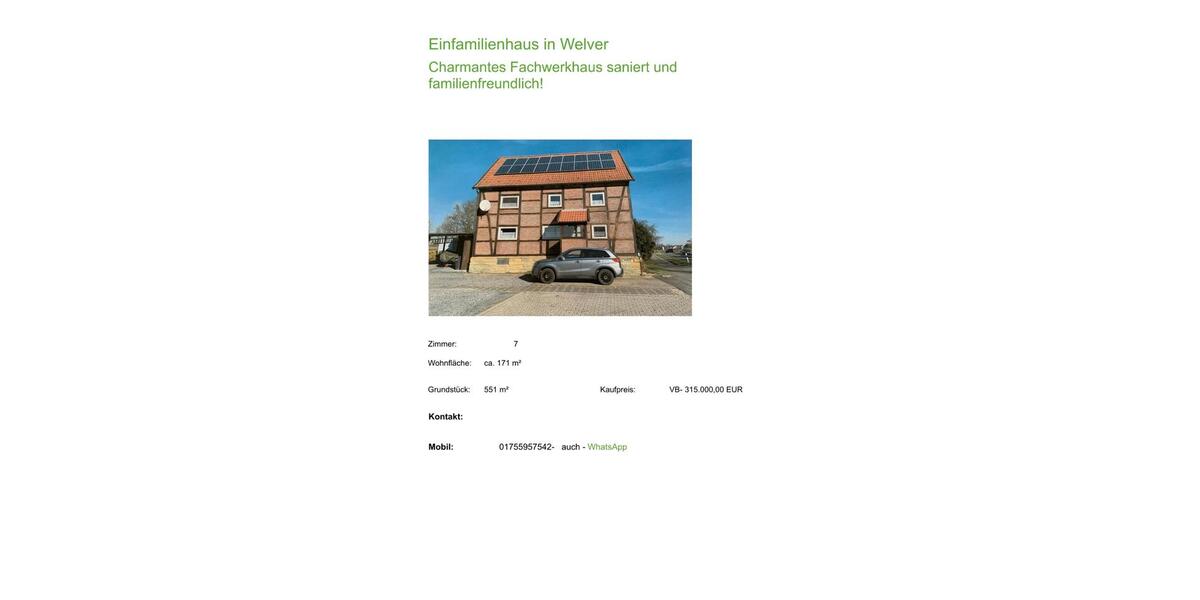 Einfamilienhaus Welver - 7 Zimmer, 170 m&sup2;, 315.000&euro; | Angebot:26869600