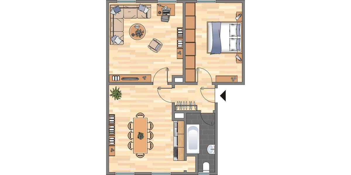 Erdgeschoßwohnung Dortmund Brackel - 2 Zimmer, 51 m&sup2;, 467&euro; | Angebot:25043858