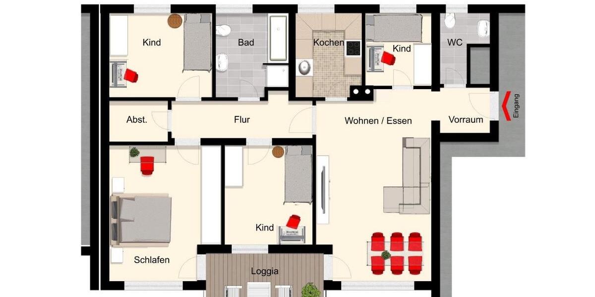 Etagenwohnung Unna Alte Heide - 5 Zimmer, 99 m&sup2;, 235.000&euro; | Angebot:25404931