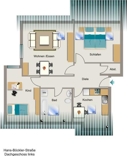 Dachgeschoßwohnung Bergkamen - 3.5 Zimmer, 73 m&sup2;, 497&euro; | Angebot:20163405